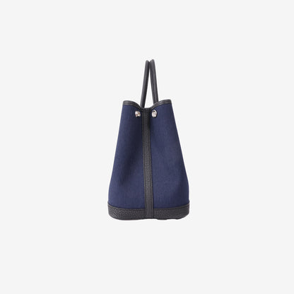 Hermès Garden Party 30 in Navy Blue Toile Canvas with Palladium Hardware