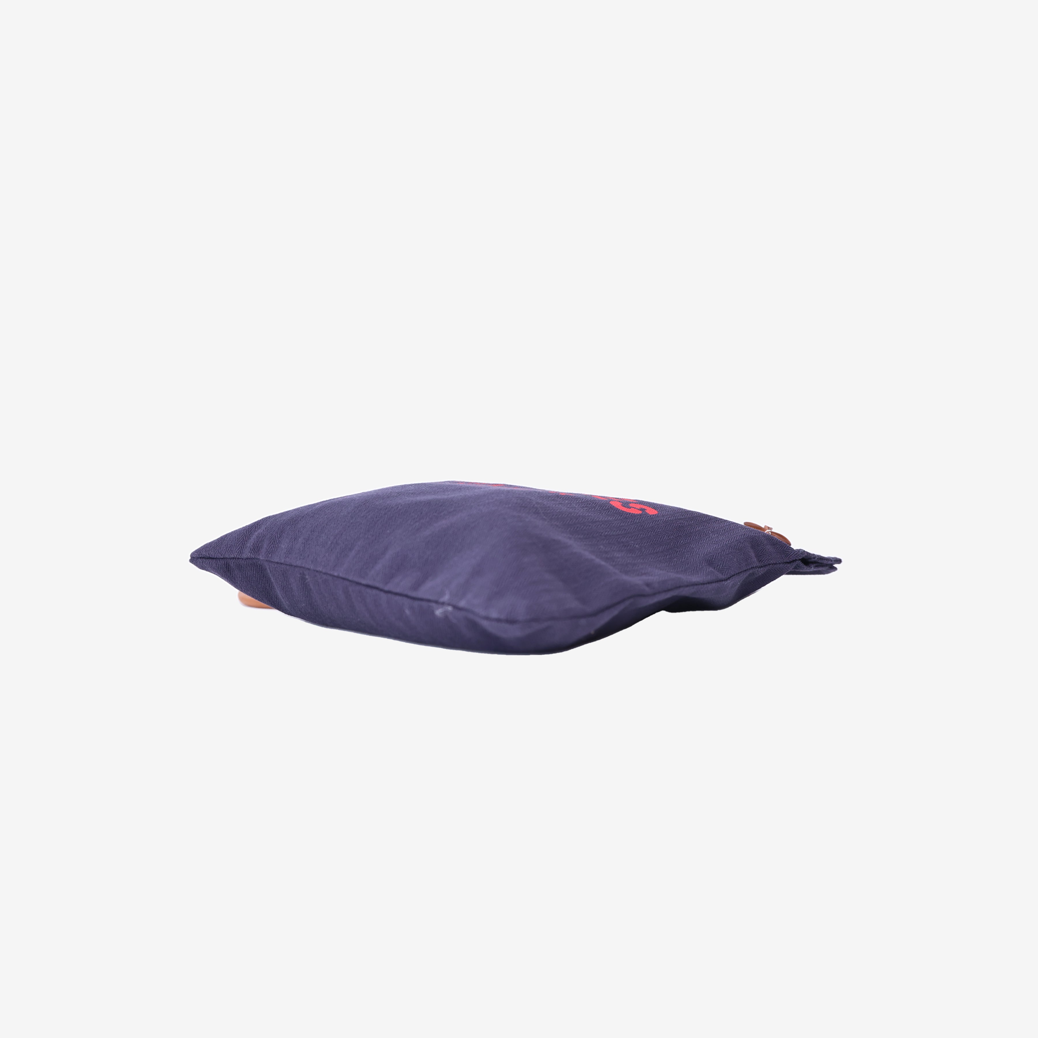 Hermès Alline Grooming Bag in Bleu Indigo/Gold Canvas Leather bottom side view