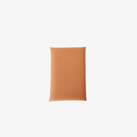 Hermès Calvi Card Holder in Gold Epsom Leather