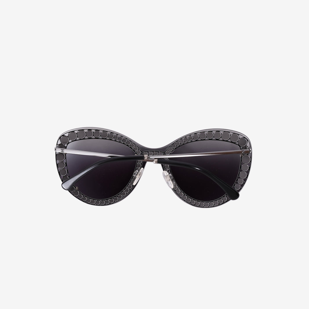 Chanel 4236-H Sunglasses in Black Metal/Acetate with Faux Pearls and Silver Hardware