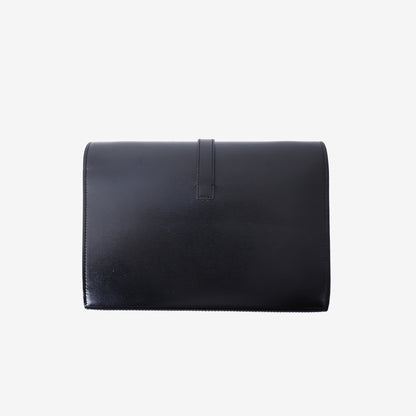 Saint Laurent Monogram Sulpice Chain Wallet in Black Calfskin Leather with Gold Hardware