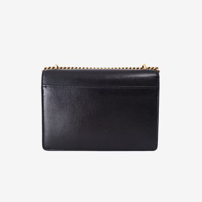 Saint Laurent Sunset Bag in Black Calfskin Leather with Gold Hardware