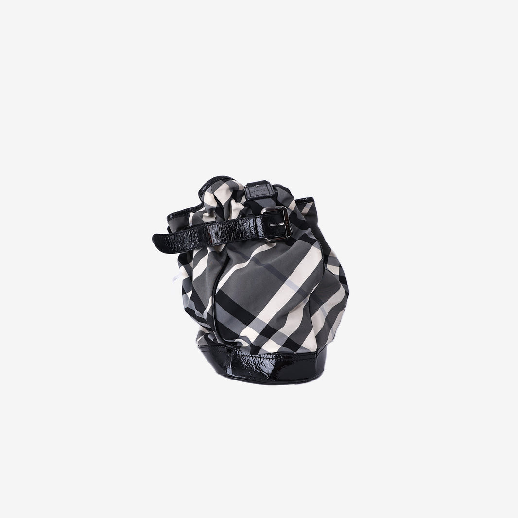 Burberry Medium Walden Bag in Black/White Check Nylon/Patent Leather