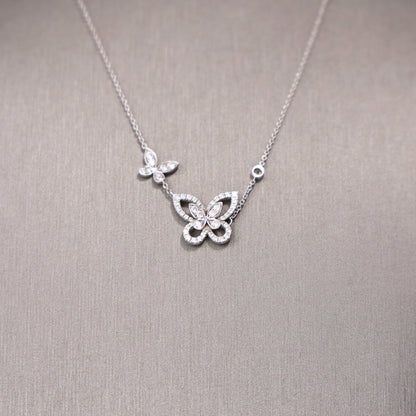 Graff Double Butterfly Silhouette Diamond Pendant in White Gold with Diamonds detail view