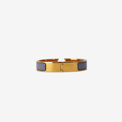 Hermès Clic H Bracelet in Purple Enamel with Gold-Plated Hardware