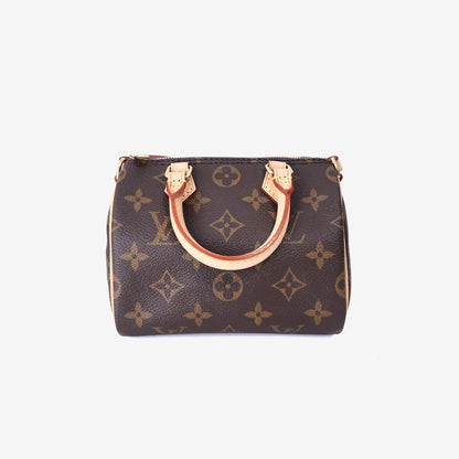 Louis Vuitton Nano Speedy in Brown Monogram Coated Canvas/Cowhide Leather with Gold Hardware