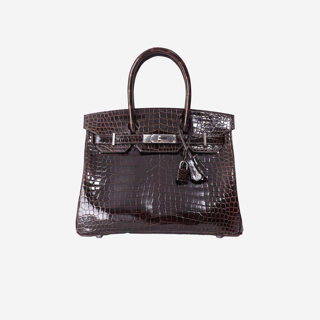 Hermès Birkin 30 in Brown Crocodile Leather with Palladium Hardware