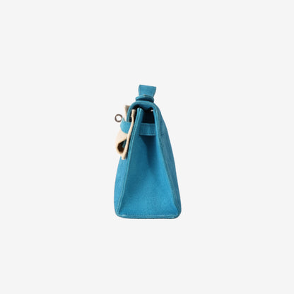Hermès Kelly Pochette in Turquoise Veau Doblis Leather with Palladium-Plated Hardware (Contact to Enquire)