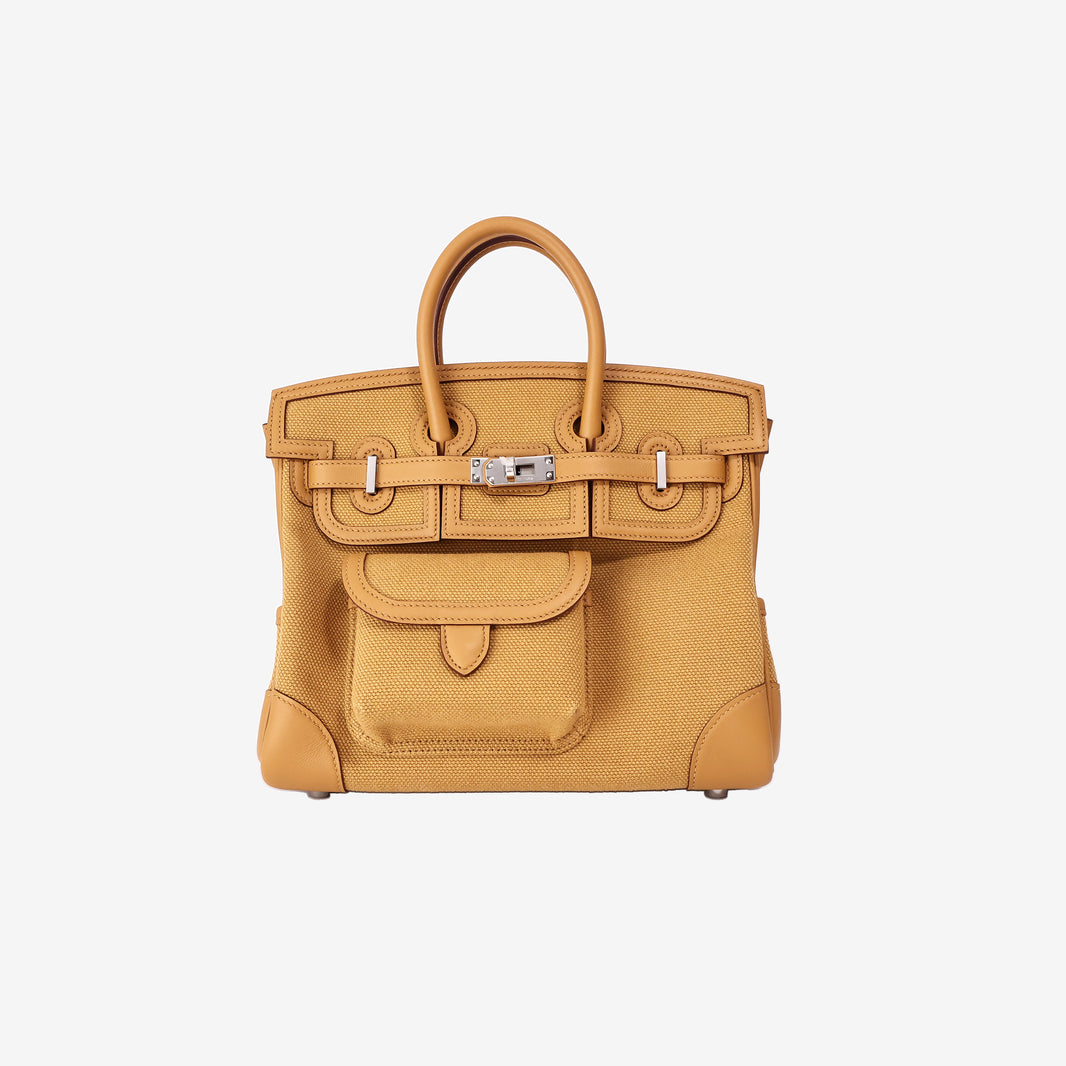 Hermès Birkin Cargo 25 in Desert/Sesame Toile Goéland and Veau Swift with Palladium Hardware