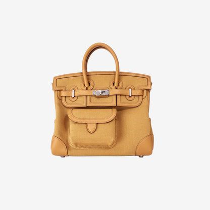 Hermès Birkin Cargo 25 in Desert/Sesame Toile Goéland and Veau Swift with Palladium Hardware