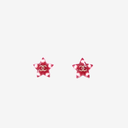 Chanel Star-Shaped Earrings in Pink Resin