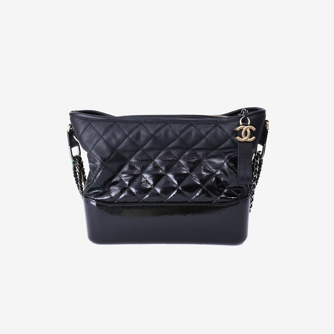 Chanel Gabrielle Medium Hobo Shoulder Bag in Lambskin/Patent Leather with Mixed Hardware