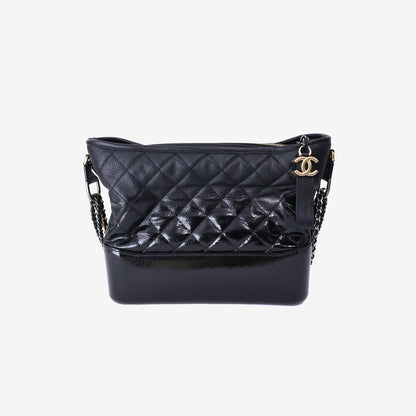 Chanel Gabrielle Medium Hobo Shoulder Bag in Lambskin/Patent Leather with Mixed Hardware
