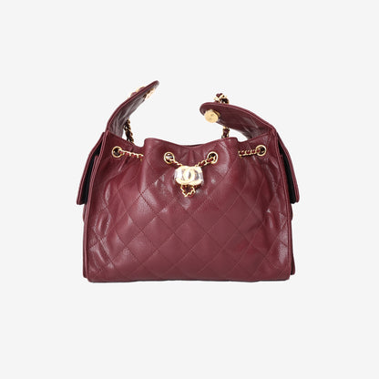 Chanel 25 Small Hobo Bag in Burgundy Lambskin with Gold Hardware