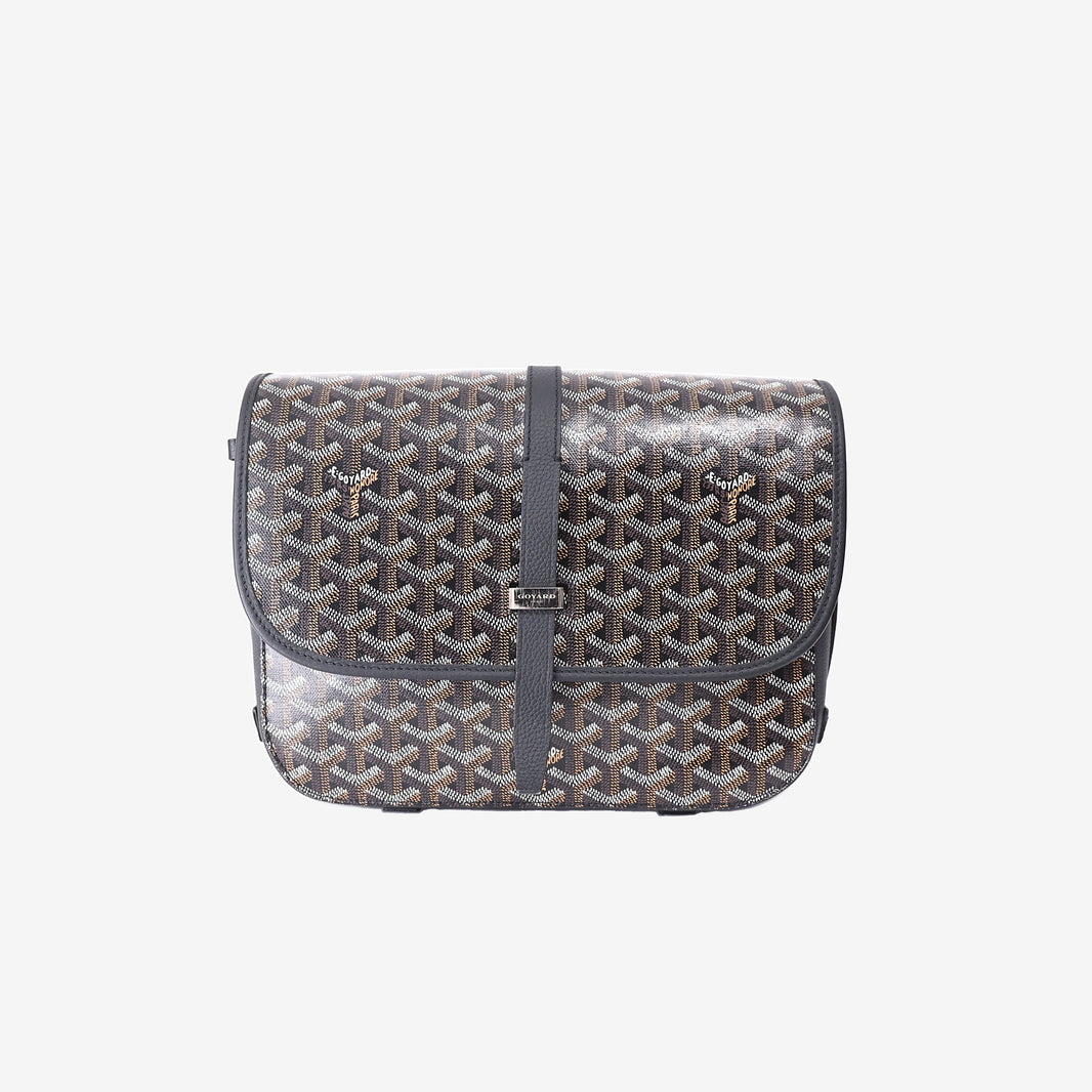 Goyard Belvédère Messenger Bag in Black Chevron Monogram Canvas with Silver Hardware