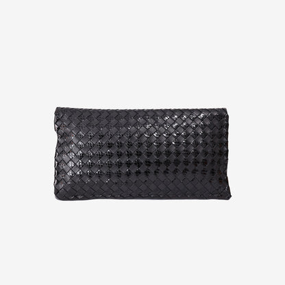 Bottega Veneta Intrecciato Woven Leather Clutch in Black