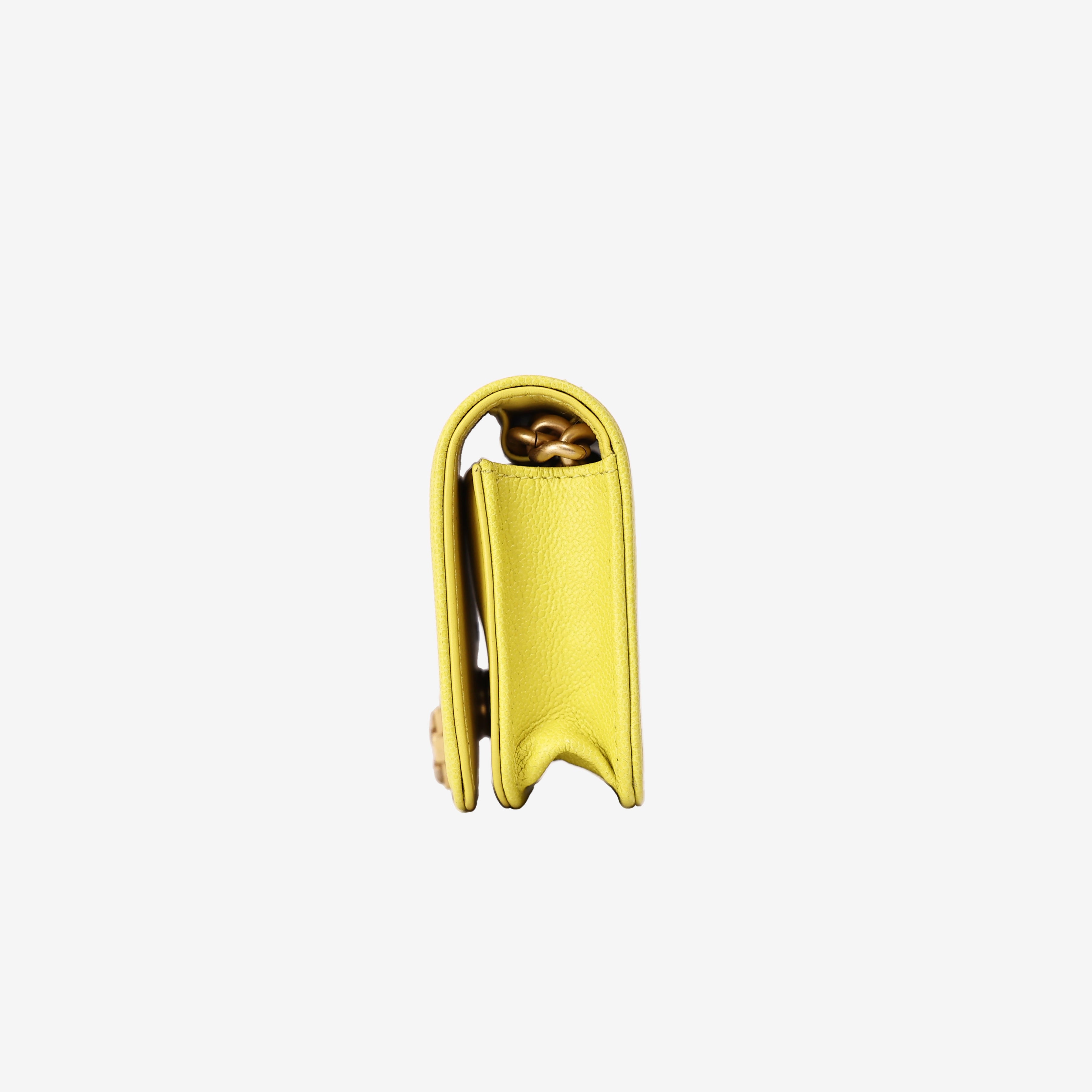 Chanel Chevron Quilted Belt Bag in Yellow Calfskin Leather with Gold Hardware side view