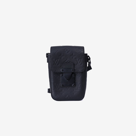 Louis Vuitton S-Lock Vertical Wearable Wallet Bag in Black Monogram Empreinte Coated Canvas with Cowhide Leather Trim front view