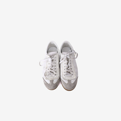 Maison Margiela Featherlight Low-Top Sneakers in White Calf Leather & Suede (Size 37)