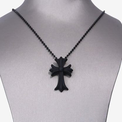 Chrome Hearts Cross Pendant Necklace in Black Silicone detail view