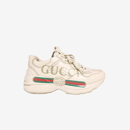 Gucci Rhyton Sneakers in Ivory Calf Leather (Size 37)