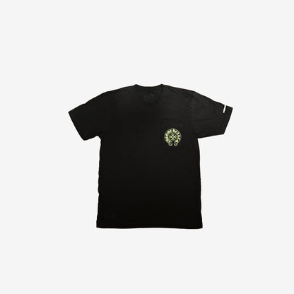Chrome Hearts Neon Lime Green Pocket Tee in Black Cotton (Sizes Available)
