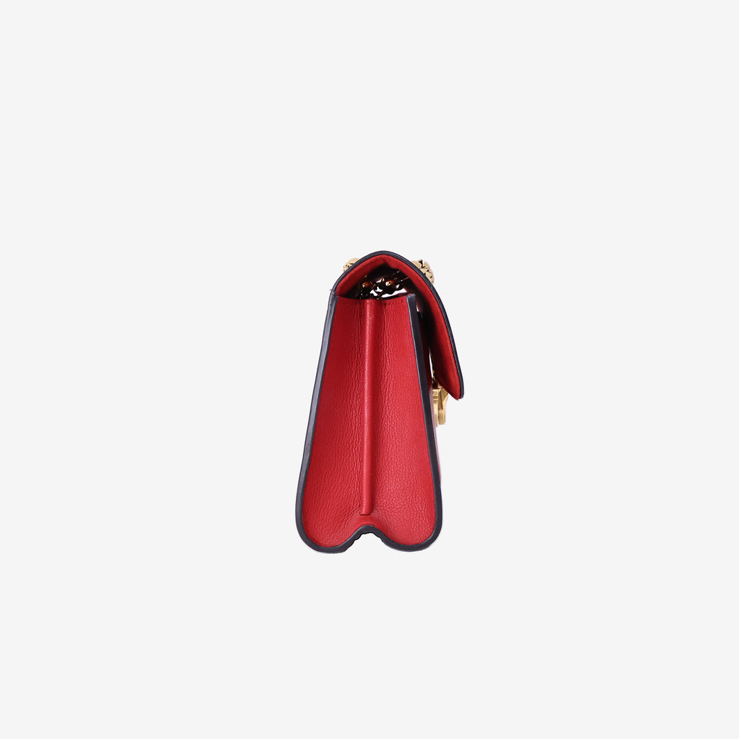 Louis Vuitton Victoire Bag in Monogram Coated Canvas/Red Leather with Gold Hardware