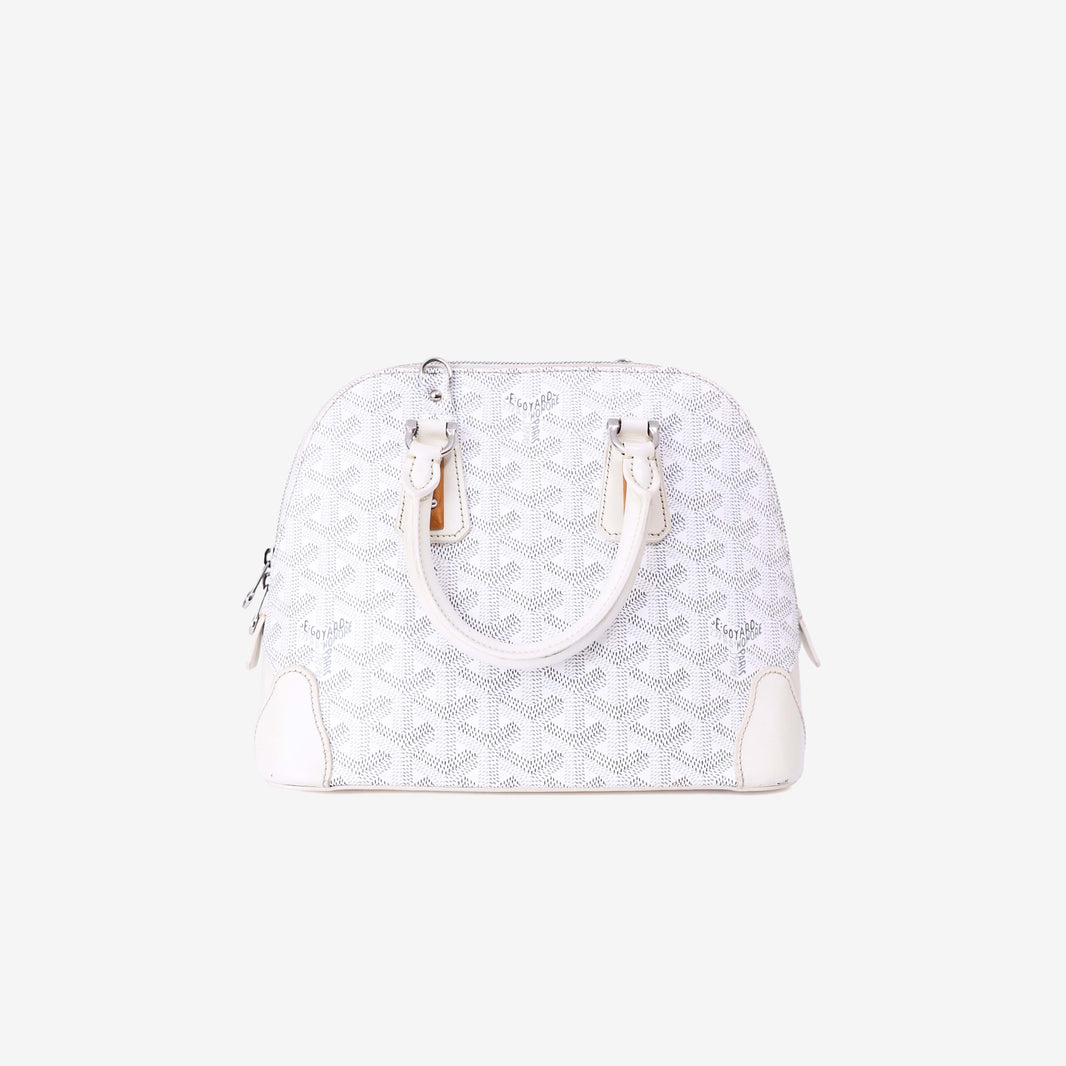Goyard Mini Vendôme Handbag in White Goyardine Canvas front view