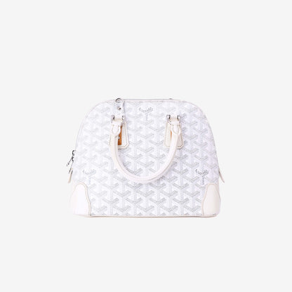 Goyard Mini Vendôme Handbag in White Goyardine Canvas front view