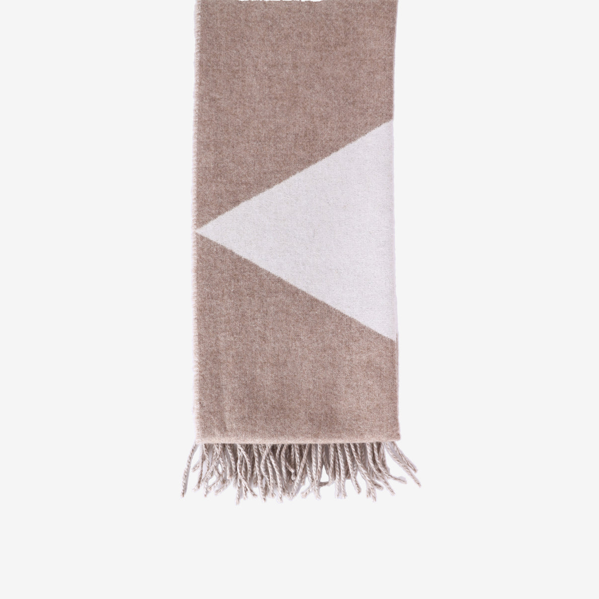 Hermès Casaque Zig Zag Muffler in Etoupe/Ivory Cashmere front view