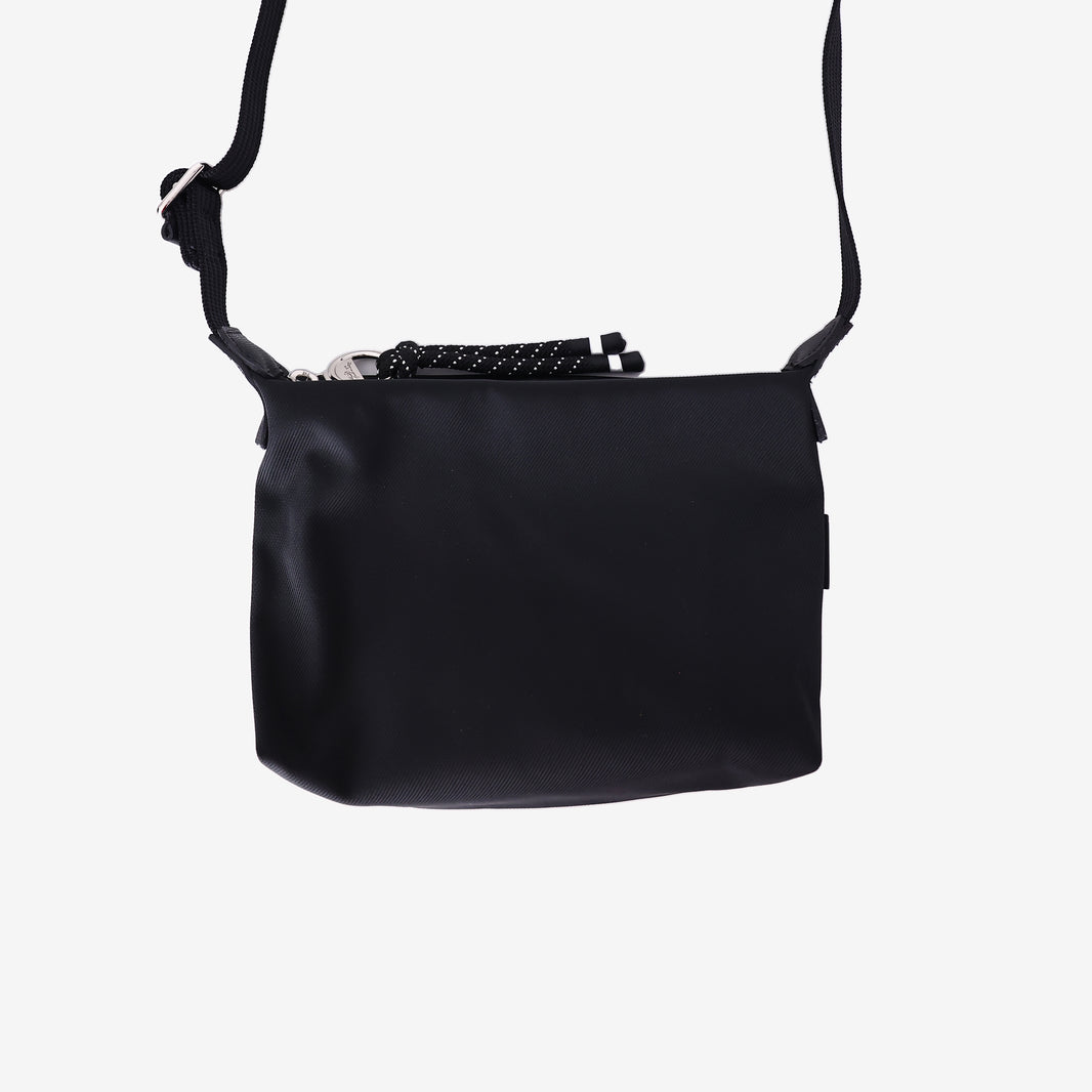 Longchamp Mini Crossbody Bag in Black Canvas with Silver Hardware