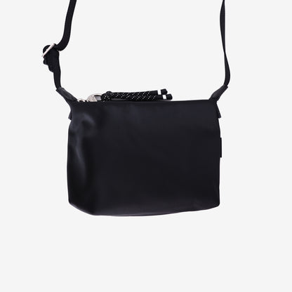 Longchamp Mini Crossbody Bag in Black Canvas with Silver Hardware