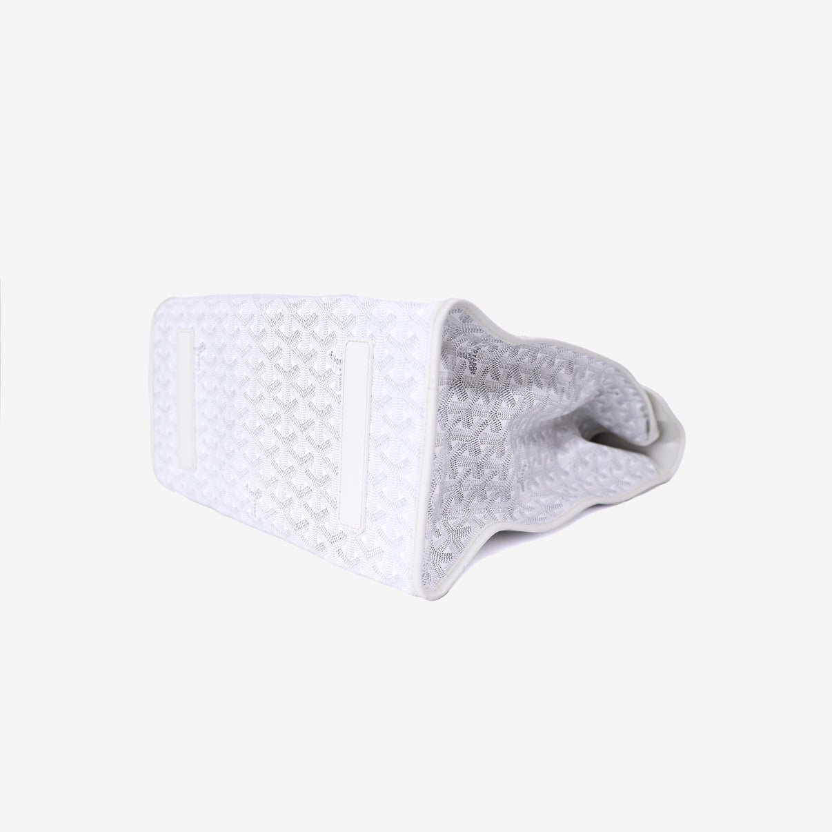 Goyard Saint Léger Backpack in White Goyardine Canvas with Chevroches Calfskin Trim with Silver Hardware bottom side view