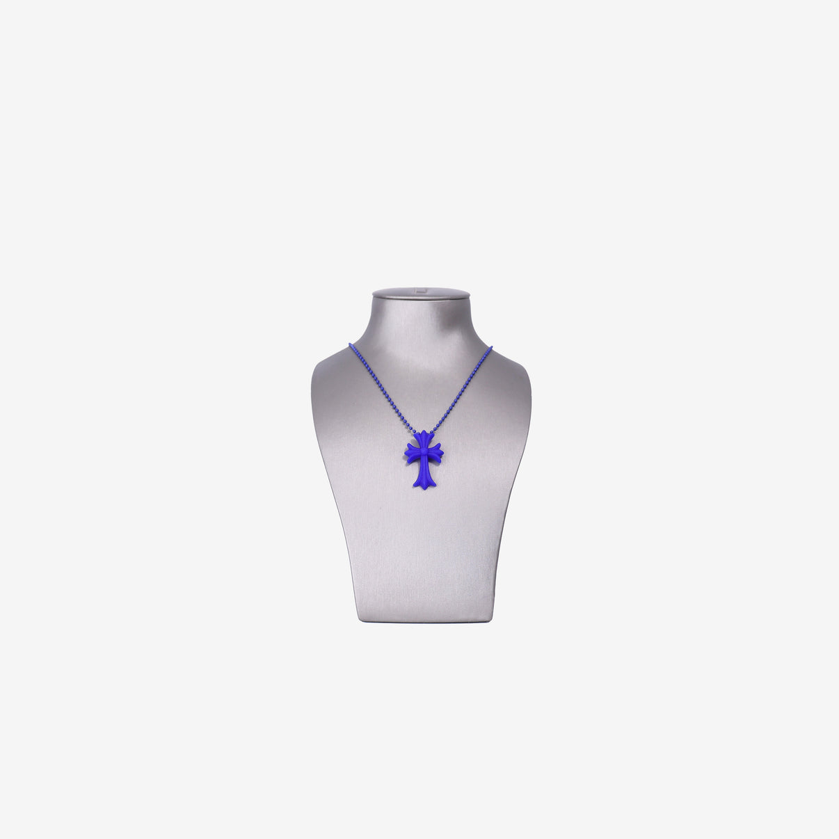 Chrome Hearts Cross Pendant Necklace in Blue Silicone front view