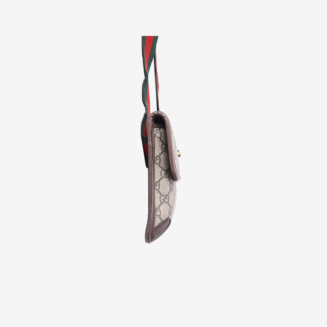 Gucci Neo Vintage Belt Bag in GG Supreme Canvas with Brown Calf Leather and Antique Gold Hardware