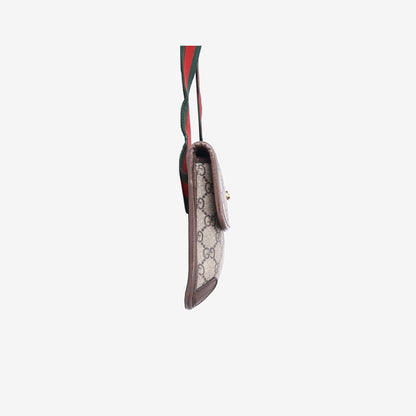 Gucci Neo Vintage Belt Bag in GG Supreme Canvas with Brown Calf Leather and Antique Gold Hardware