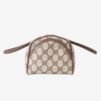 Gucci Vintage Boston Cylindrical Handbag in Beige GG Supreme Canvas and Leather with Gold Hardware