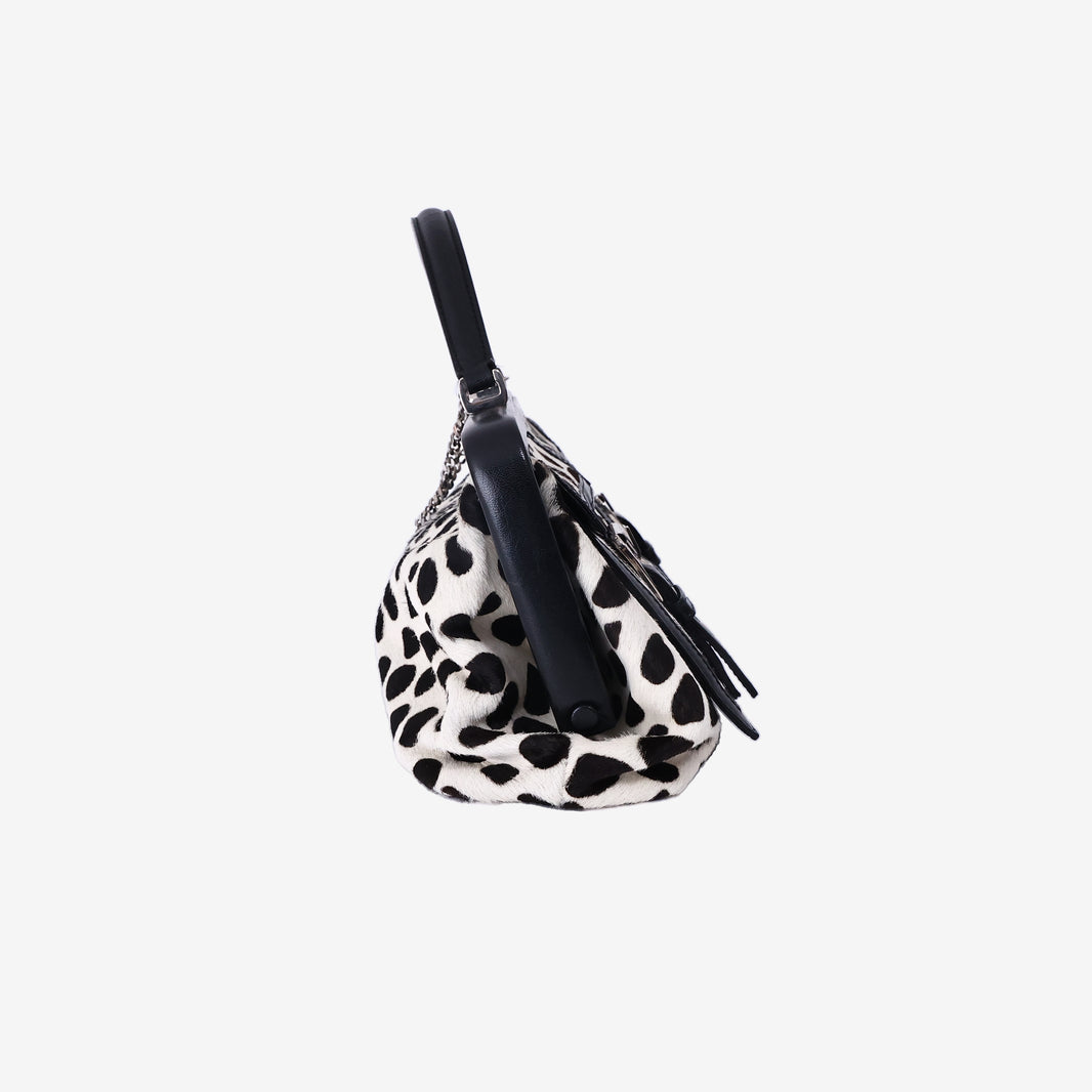 Celine Sac 16 Spotted Ponyhair Clutch Bag with Silver Hardware