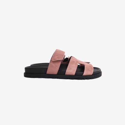 Hermès Chypre Sandals in Rose Antique Suede (Size 37.5)