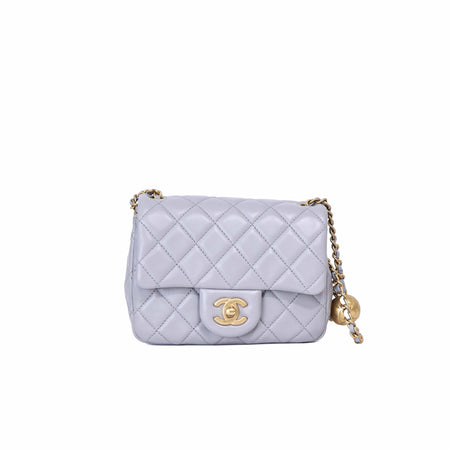 Chanel Pearl Crush Mini Square in Grey Lambskin with Gold Hardware (Contact to Enquire)