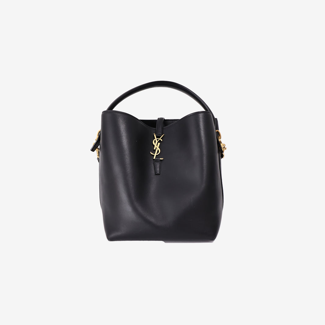 Saint Laurent Le 37 Bucket Bag in Black Calfskin with Gold Hardware