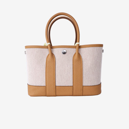Hermès Neo Garden Party 23 in Écru Toile Canvas/Négonda Leather with Palladium-Plated Hardware