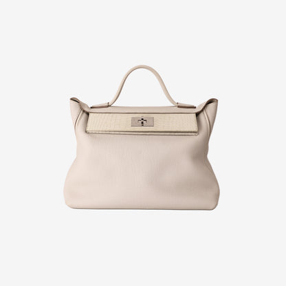 Hermès 24/24 35 in Béton Togo Leather/Alligator with Palladium-Plated Hardware