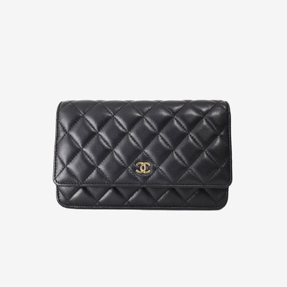 Chanel Wallet on Chain in Black Lambskin Leather with Gold Hardware
