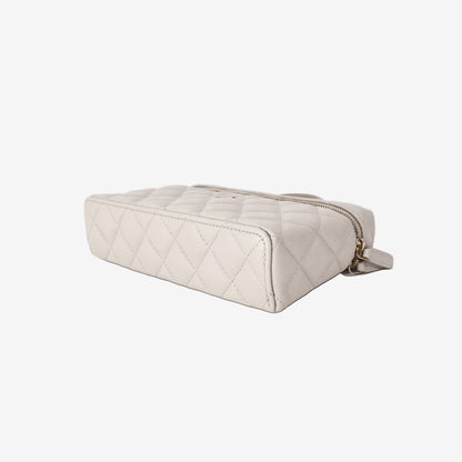Chanel LP Vanity Case in Light Grey Caviar Leather with Light Gold Hardware