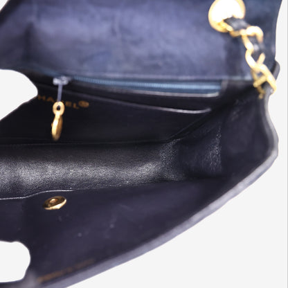 Chanel Vintage Mademoiselle Vertical Flap Bag in Black Suede Leather with Gold Hardware