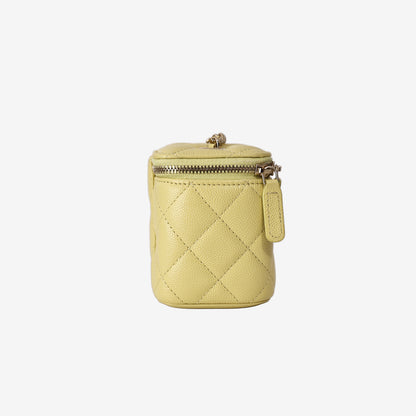 Chanel Mini Vanity Case in Yellow Quilted Caviar Leather with Gold Hardware