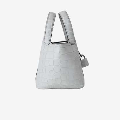 Hermès Micro Picotin Lock 14 in Béton Matte Alligator Mississippiensis Leather with Palladium Hardware