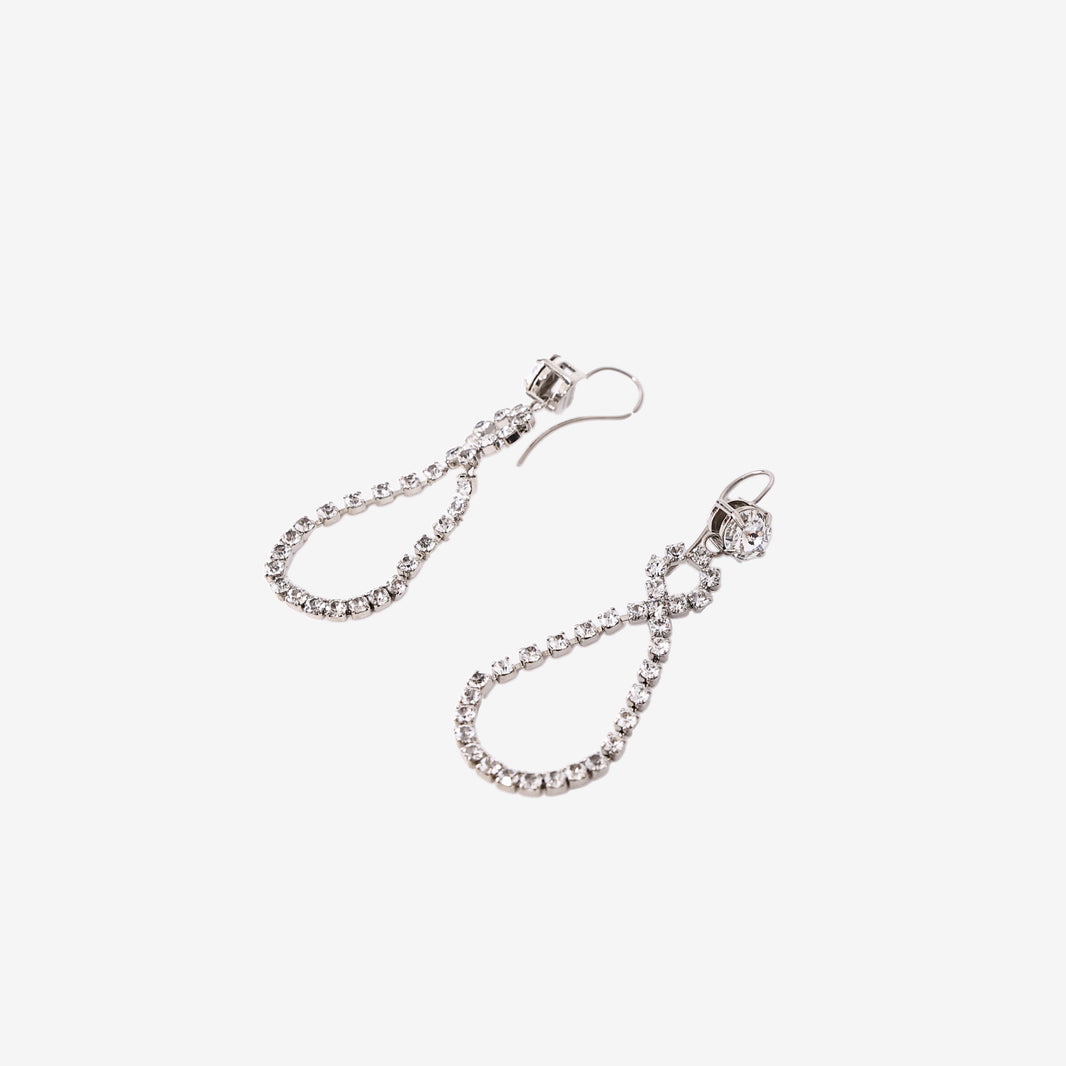 Miu Miu Drop Earrings in Silver-Tone Metal with Crystals