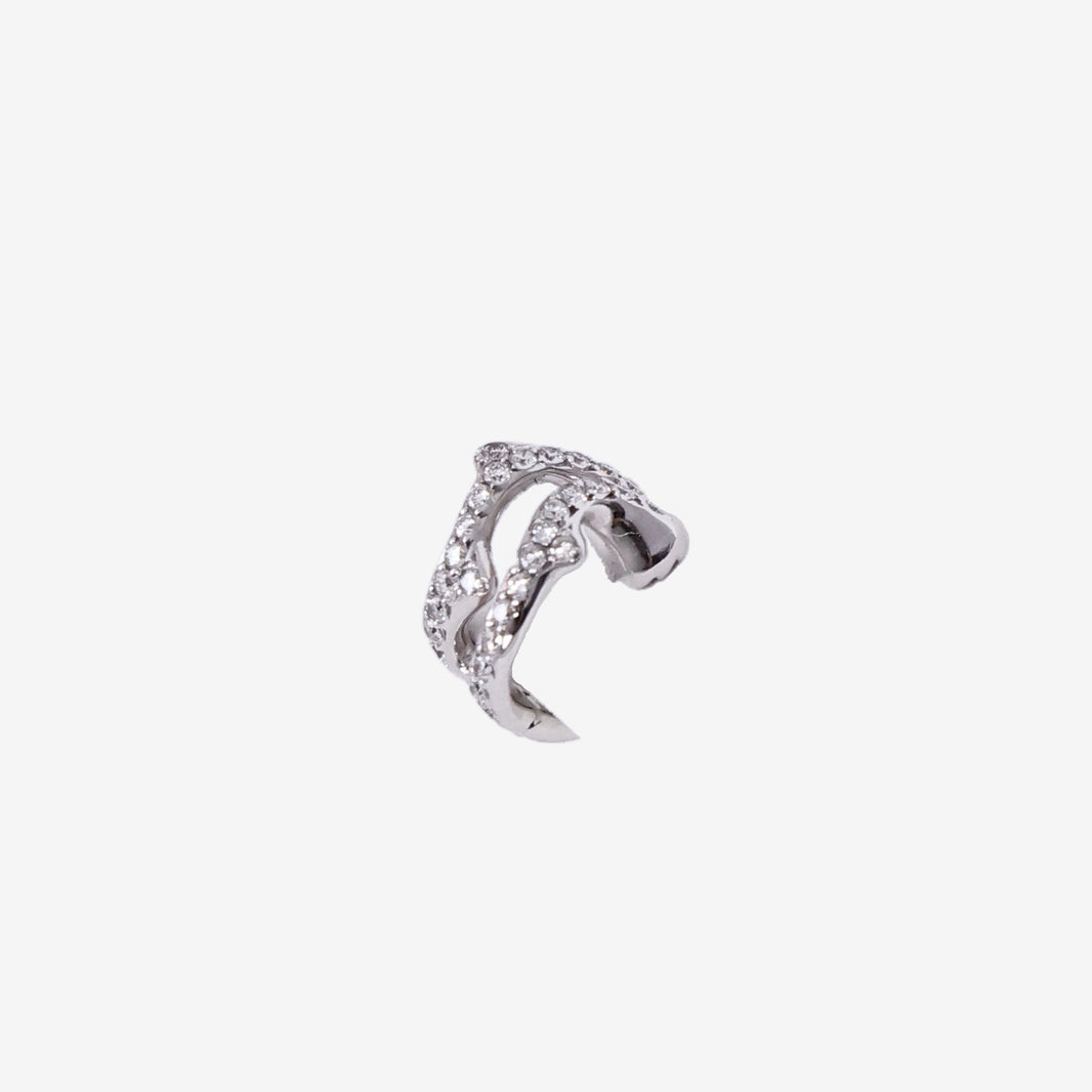 Dior Bois de Rose Double Hoop Ear Cuff in 18K White Gold with Diamonds